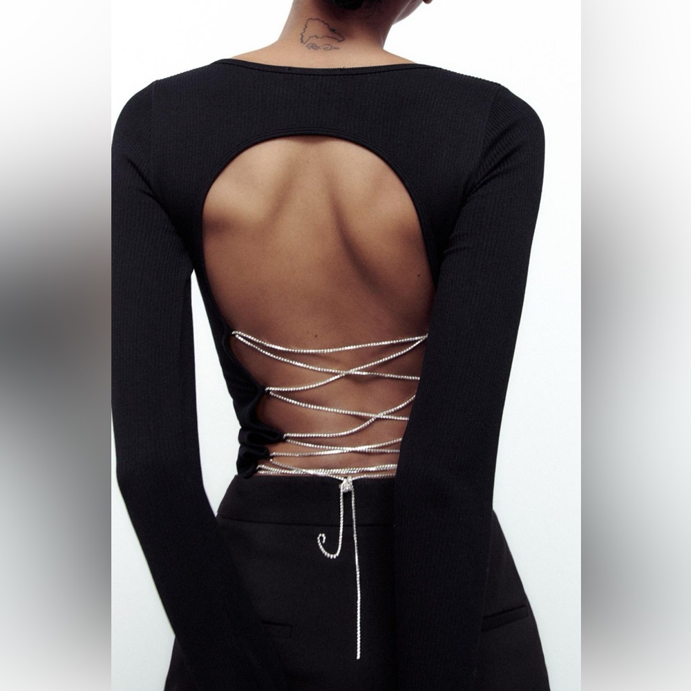 Zara Rhinestone Seamless T-Shirt | NEW WITH TAGS | XS-S